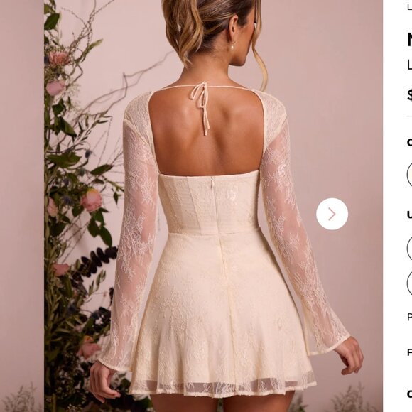 NINETTE Long Sleeve Lace Corset Mini Dress in Ivory US6 Plus Cup - Picture 3 of 5